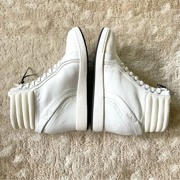 L.A.M.B Georgi White Leather Hidden Wedge Zip Up High Top Sneaker Size 8 1/2 - Picture 6 of 15